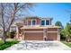 Charming two-story home with a three-car garage, manicured lawn and beautiful landscaping at 8487 S Nelson St, Littleton, CO 80127