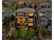 Stunning aerial view of a modern home with well-manicured landscaping and a spacious backyard at 481 Meadowleaf Ln, Highlands Ranch, CO 80126