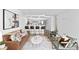 Open-concept living space showcasing a comfortable sofa, modern decor, and a kitchen with bar seating at 1625 Larimer St # 1806, Denver, CO 80202