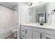 Tastefully designed bathroom features a shower/tub combination and sleek, modern fixtures at 3898 Descent St, Castle Rock, CO 80108