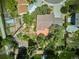 Aerial view of property showcasing lush backyard, wooden deck, garden and home's roof at 800 Park View Pl, Castle Rock, CO 80104