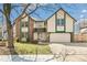 Charming two-story home with brick accents, a two-car garage, and a well-maintained front yard at 12258 E Lasalle Pl, Aurora, CO 80014
