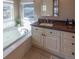 Bathroom with a bathtub, single vanity, and large mirror at 4236 Lark Sparrow St, Highlands Ranch, CO 80126