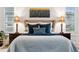 Relaxing bedroom with a padded headboard, side tables with lamps, and a painting above the bed at 22065 E Bailey Pl, Aurora, CO 80016