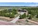 Expansive property showcases a well-maintained house with a long driveway and circular turnaround at 1505 Castlecombe Ln, Monument, CO 80132