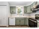 Efficient kitchen boasts modern appliances, green cabinetry, and white countertops for a clean and functional space at 1670 S Deframe St # B2, Lakewood, CO 80228