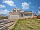 Charming two-story home featuring a welcoming front porch and well-maintained lawn on a beautiful day at 9515 Bexley Dr, Highlands Ranch, CO 80126