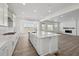 Open-concept kitchen featuring white cabinets, large island, and modern appliances at 8630 Pennycress Dr, Littleton, CO 80125