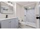 Modern bathroom features a walk-in shower, stylish vanity, and sleek fixtures at 13010 W 6Th Pl, Golden, CO 80401