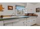 Charming kitchen featuring plenty of cabinet storage, a stainless steel sink and a view of the outdoors at 2862 S Grant St, Englewood, CO 80113