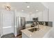 Modern kitchen with stainless steel appliances and white cabinets at 16058 E Geddes Ln # 26, Aurora, CO 80016