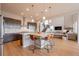 Chic kitchen with large island, modern appliances, and views into living room and staircase at 3008 Blithe Pt, Castle Rock, CO 80108