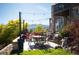 Stone patio with table and chairs, mountain views at 2394 S Loveland Way, Lakewood, CO 80228