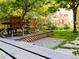 Relaxing backyard deck area featuring wood chairs and table under shade, ideal for outdoor dining at 1475 Saint Paul St, Denver, CO 80206