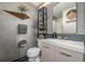 Well-designed bathroom featuring a modern vanity, sleek fixtures, and contemporary decor for a stylish retreat at 1499 Blake St # 4F, Denver, CO 80202