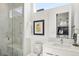 Modern bathroom with white marble shower and vanity at 42 S Ash St, Denver, CO 80246