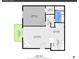 This is the floorplan of the house showing the layout of the 760 square feet in the property at 201 Wright St # 105, Lakewood, CO 80228