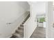 Carpeted staircase with white walls that lead to a view of the home's living area at 1631 Egret Way, Superior, CO 80027