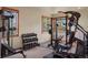 Well-equipped home gym with natural light at 15533 S Perry Park Rd, Palmer Lake, CO 80133