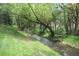 Picturesque creek scene flowing gently through a lush, tree-lined landscape, enhancing the natural beauty of the surroundings at 4843 Silver Spruce Ln, Evergreen, CO 80439