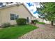 Landscaped backyard with a patio and gravel pathway at 1288 Paula Cir, Monument, CO 80132