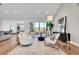 Bright living room featuring hardwood flooring, modern furniture, and expansive sliding glass doors to the deck at 1148 Hillside Ln, Louisville, CO 80027