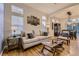 Comfortable living room featuring a plush sofa, stylish decor, and hardwood floors at 3120 Redhaven Way, Highlands Ranch, CO 80126