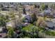 Home's location showing a backyard patio surrounded by mature trees at 5801 W 33Rd Ave, Wheat Ridge, CO 80212