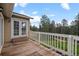 Exterior features French doors to backyard deck with white wood railing and treed view at 27987 Pine Grove Trl, Conifer, CO 80433