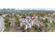 An aerial view of the condo community with lush greenery and ample parking at 9837 E Peakview Ave # D05, Englewood, CO 80111