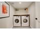 Bright laundry room equipped with new front-loading washer and dryer at 2568 Clermont St, Denver, CO 80207