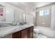 Well-lit bathroom featuring a bath tub and a vanity with a light countertop at 3761 S Orleans St, Aurora, CO 80013