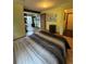 Cozy bedroom featuring a bed, shelving unit, and access to the deck with a beautiful view at 274 Lincoln Dr, Idaho Springs, CO 80452