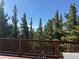 Outdoor deck with wood railing and a beautiful, clear view of tall pine trees at 274 Lincoln Dr, Idaho Springs, CO 80452