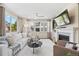 Bright living room with a fireplace, large windows, and comfortable seating at 8261 Garden City Ave, Littleton, CO 80125