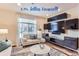 Living room with comfy seating and a modern entertainment center at 4508 E Louisiana Ave, Denver, CO 80246