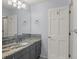 The bathroom features a gray vanity, and white doors, providing a clean and functional space at 6405 Eagle Feather Trl, Littleton, CO 80125