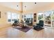 Bright living room features large windows offering scenic views, hardwood floors and vaulted ceilings at 1426 Rembrandt Rd, Boulder, CO 80302