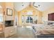 Spacious main bedroom with cozy fireplace, vaulted ceiling, and amazing outdoor views at 1426 Rembrandt Rd, Boulder, CO 80302