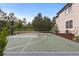 Backyard sports court featuring basketball hoop, net and full court in outdoor residential setting at 6122 Maroon Peak Pl, Castle Rock, CO 80108