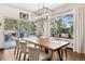 Elegant dining area with stunning views and a long wooden table at 1151 Kenosha Dr, Larkspur, CO 80118