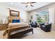 Relaxing main bedroom with sitting area and large windows at 1151 Kenosha Dr, Larkspur, CO 80118