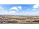 Panoramic aerial view of the community set against a backdrop of mountains and open spaces at 17969 Sky Pilot Ave, Parker, CO 80134