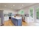 Modern kitchen with island, stainless appliances, and stylish backsplash design at 7597 Bison Ct, Littleton, CO 80125