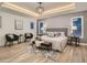 Elegant main bedroom with a chandelier, neutral decor, and hardwood floors at 3961 S Clermont St, Cherry Hills Village, CO 80113