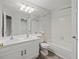 Clean bathroom with a double sink vanity and bathtub-shower combination at 2909 W 81St Ave # E, Westminster, CO 80031