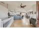 Spacious open-concept layout featuring a modern kitchen and inviting dining area at 11549 Haskell Creek Rd, Larkspur, CO 80118