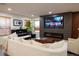 Cozy living room with fireplace, large screen TV, piano, and comfortable seating at 3701 S Grant St, Englewood, CO 80113