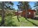 Expansive backyard showcasing multiple structures, including a play set and cabin at 9359 Barnes Ave, Conifer, CO 80433