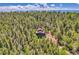 Overhead shot of a serene home surrounded by lush trees with mountain views at 11333 Conifer Mountain Rd, Conifer, CO 80433